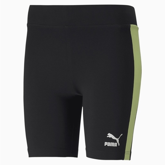 Puma Classics Biker Shorts 7" White Stripe Black High Rise Waisted Size  XS - Picture 6 of 11